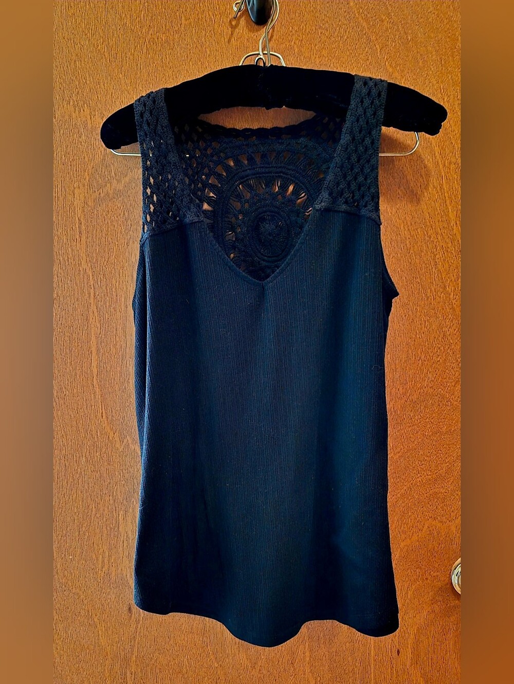torrid Black Crochet-Back Ribbed Tank